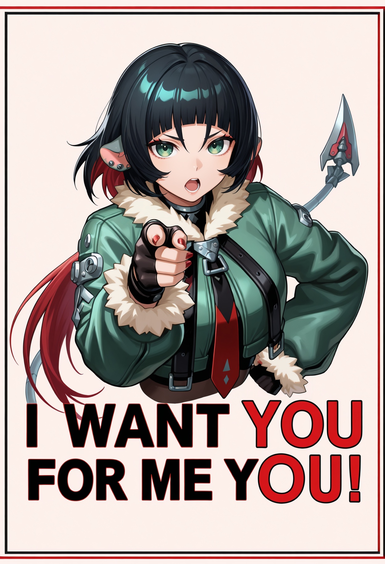 poster \(medium\),  text:"i want you",  pointing forward on Tensor.Art