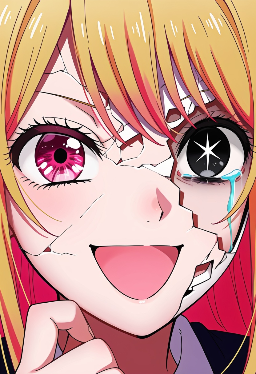 broken mask,  hoshino ruby,  pink eyes on Tensor.Art