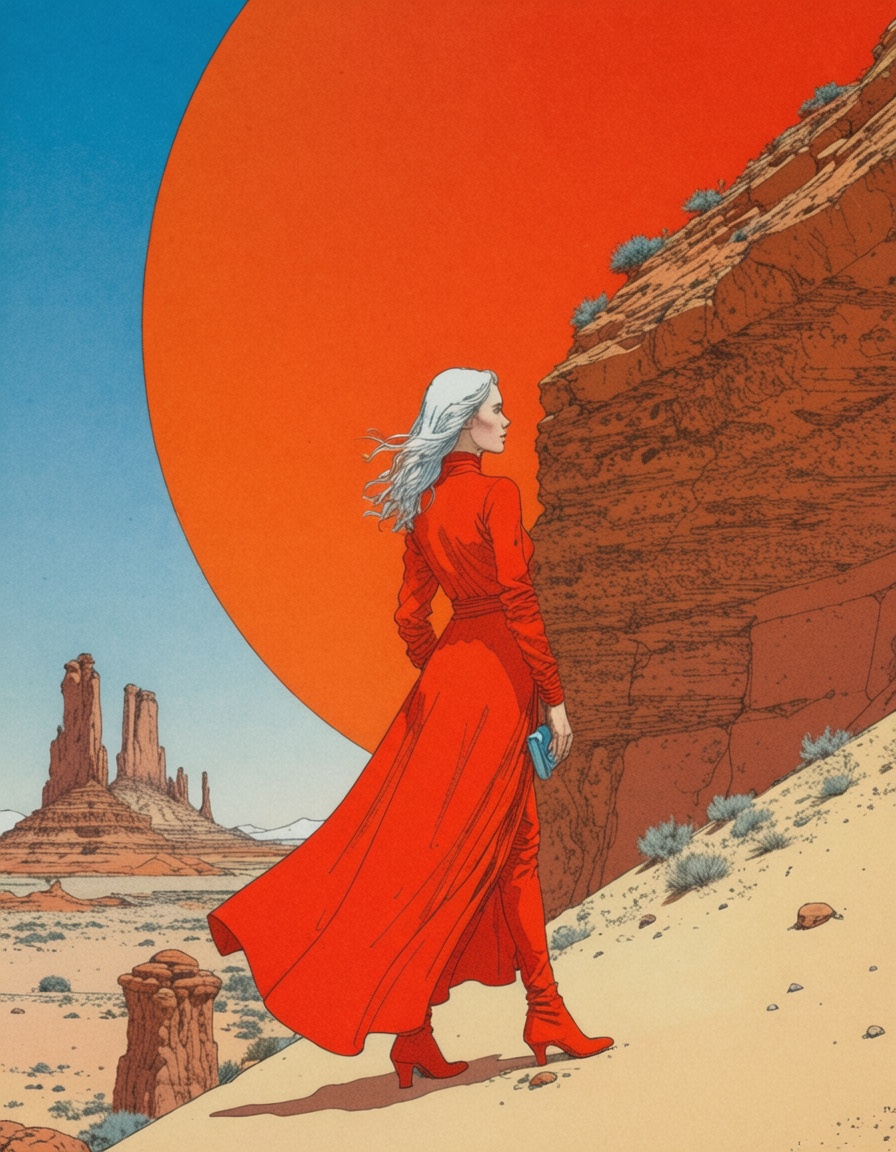 ehmoebius,  girl in red dress on Tensor.Art