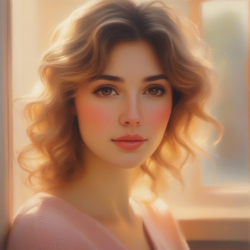 soft painterly portrait of a young woman,  warm colors,  gentle brush strokes on Tensor.Art