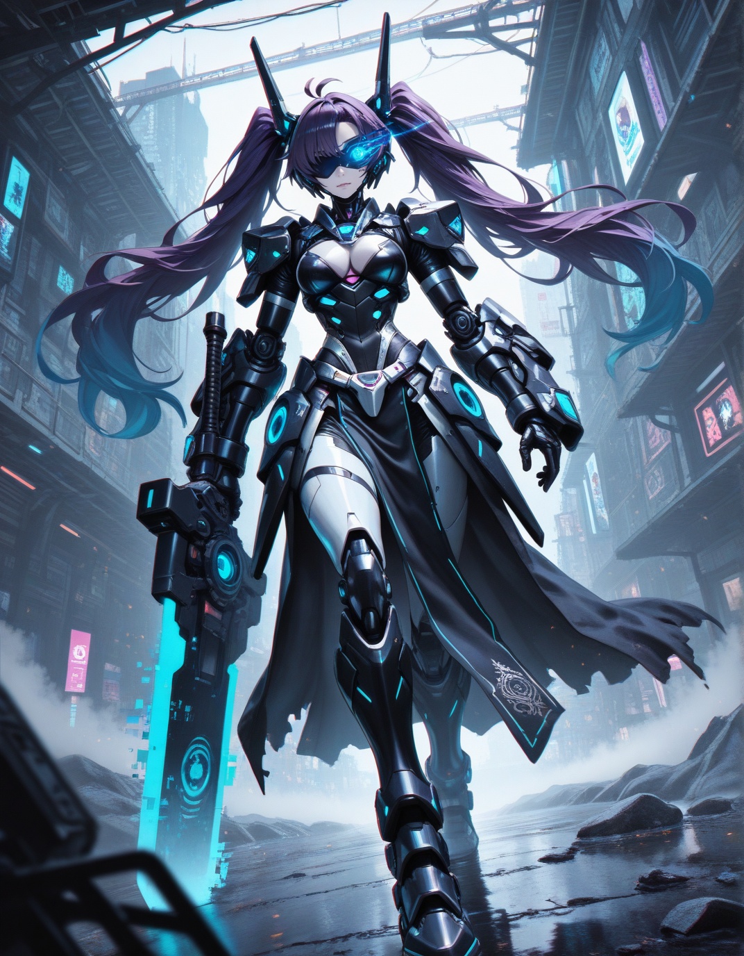 STYLE FUSION: anime×cyberpunk×dark fantasy×ancient Egypt×surreal×art deco×mecha,  flat+watercolor minimalism,  pastel×neon...
