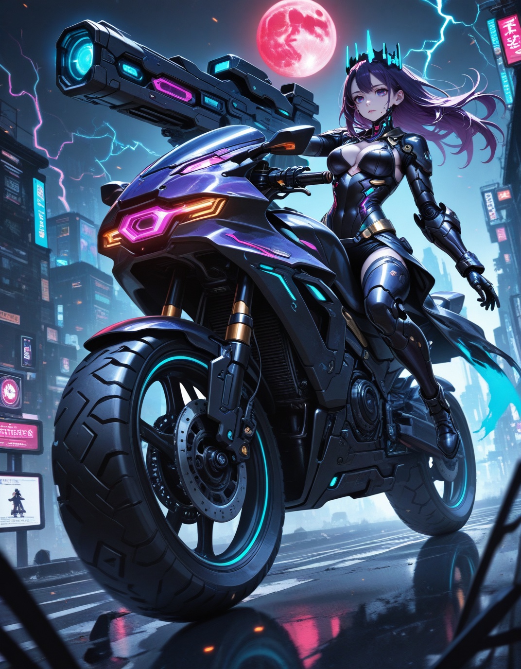 STYLE FUSION: anime×cyberpunk×dark fantasy×gothic mecha×surreal,  hyperreal CGI detail,  glitch & chromatic aberration on...