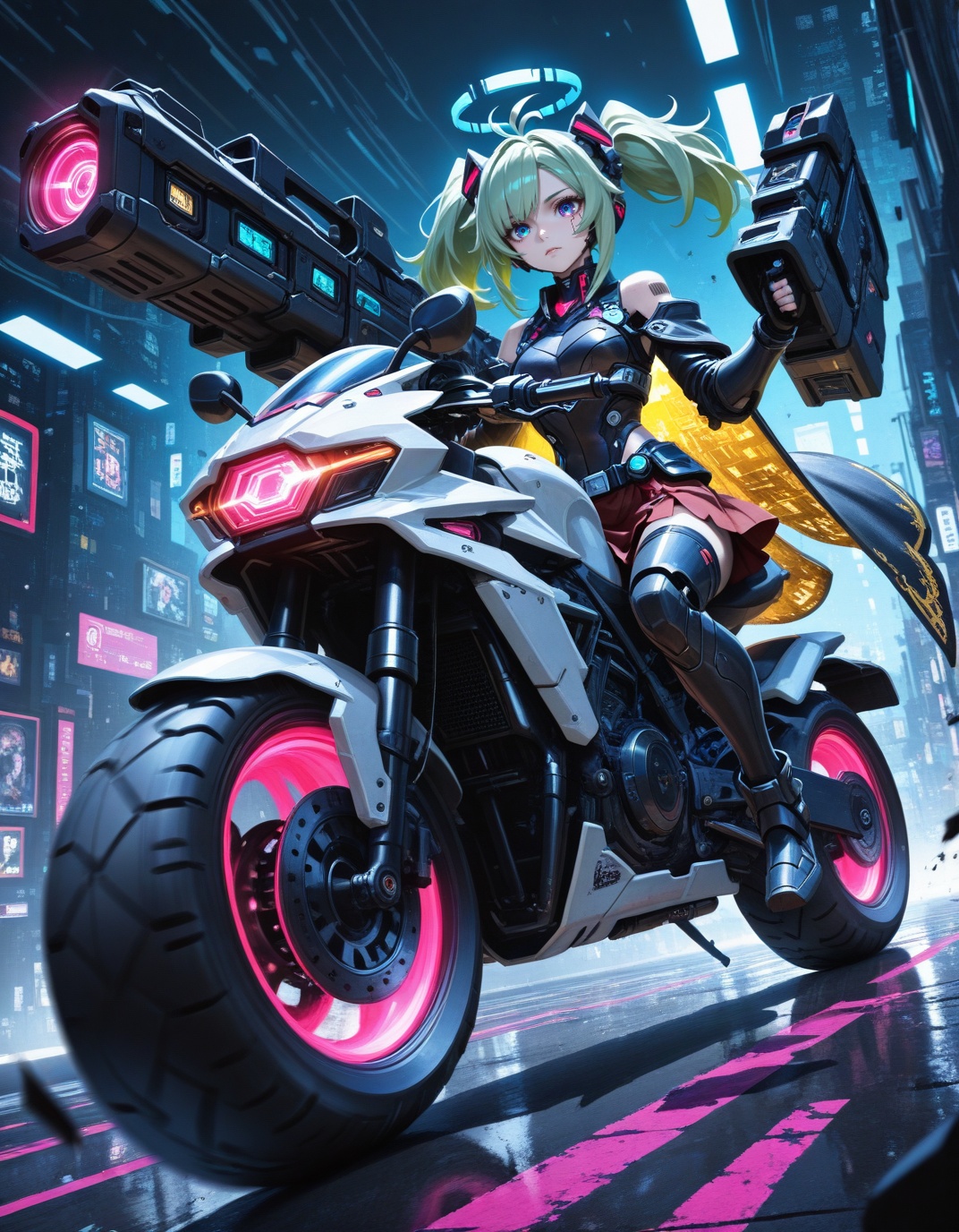 STYLE FUSION: anime×cyberpunk×dark fantasy×mecha×surreal,  flat+watercolor minimalism,  pastel×neon harmony on Tensor.Art