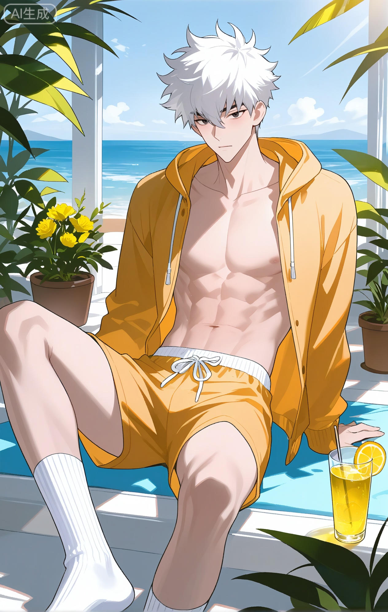 Lu_Guang,  white hair,  black eyes on Tensor.Art