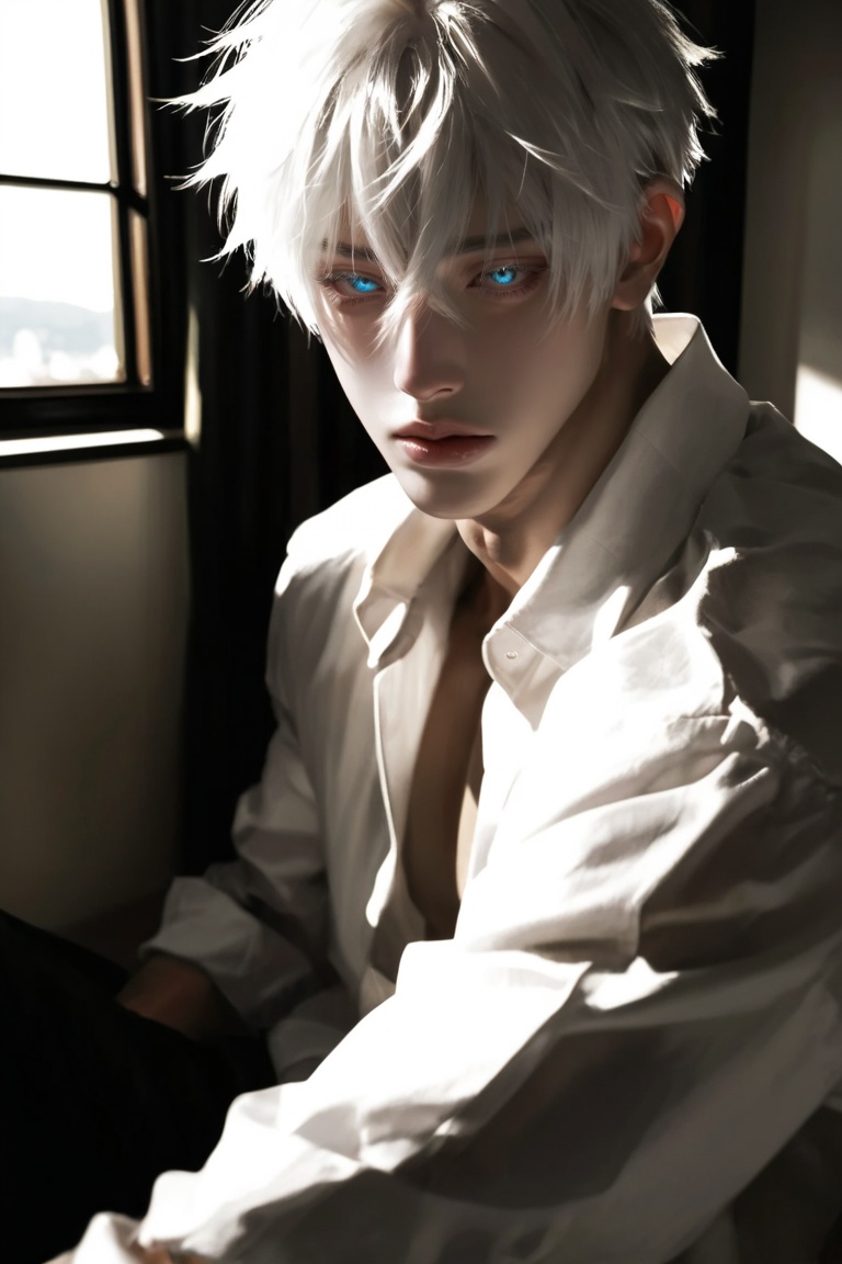 1 boy,  solo,  sharp facial features on Tensor.Art