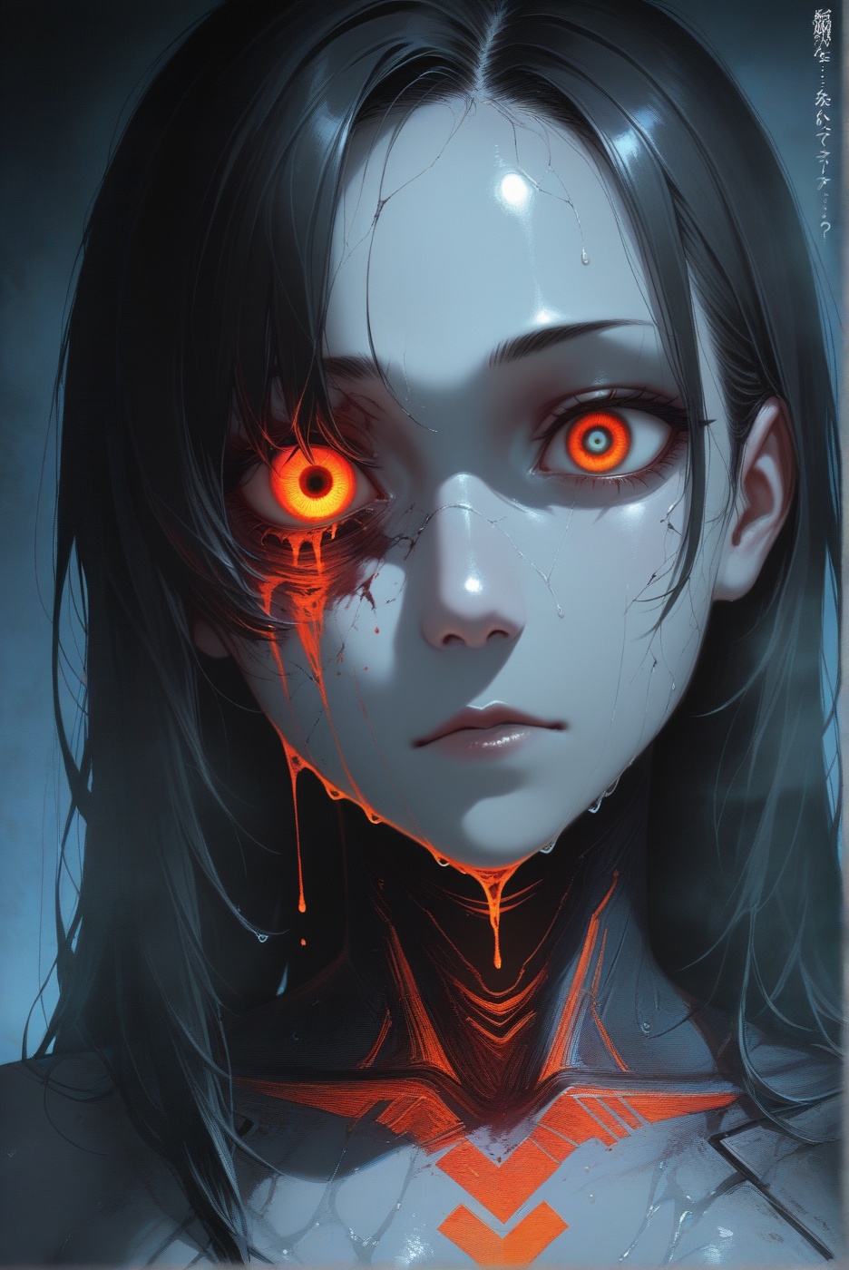Ngam? Extreme close-up portrait of a mysterious,  dark fantasy female character with pale,  cold on Tensor.Art
