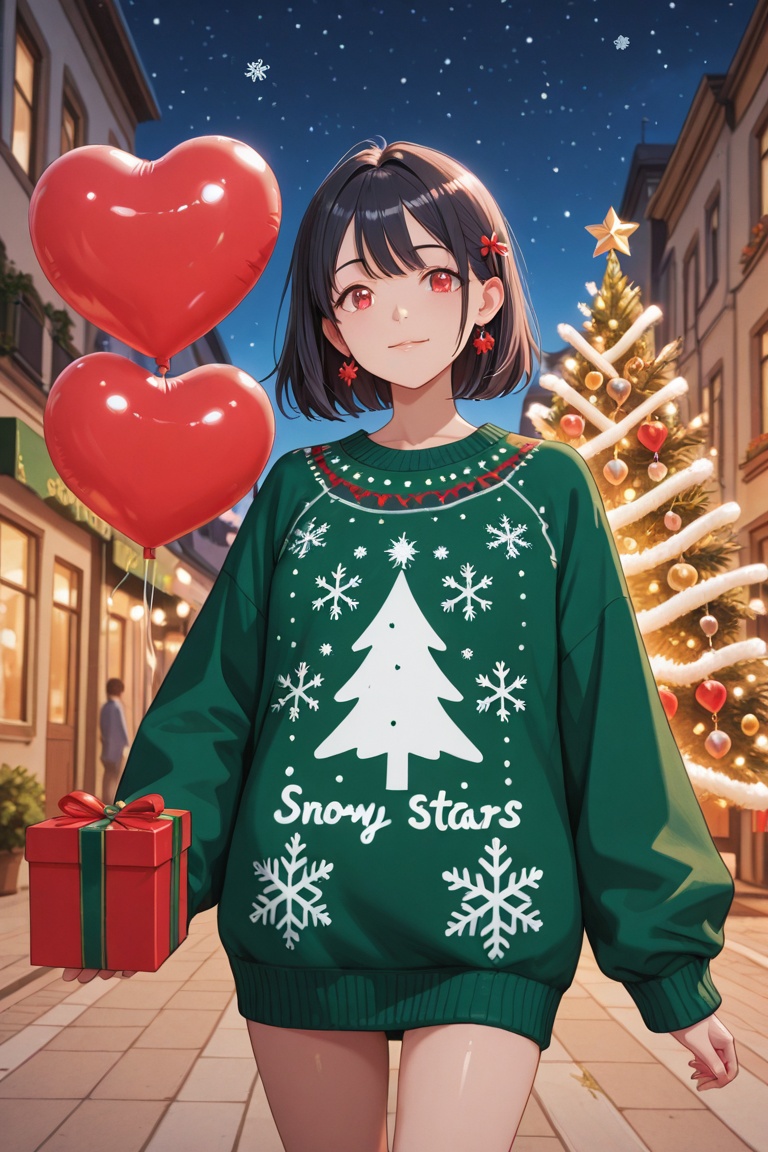 This is a vibrant digital anime-style illustration featuring a cute young woman with short,  dark hair and fair skin,  wea...