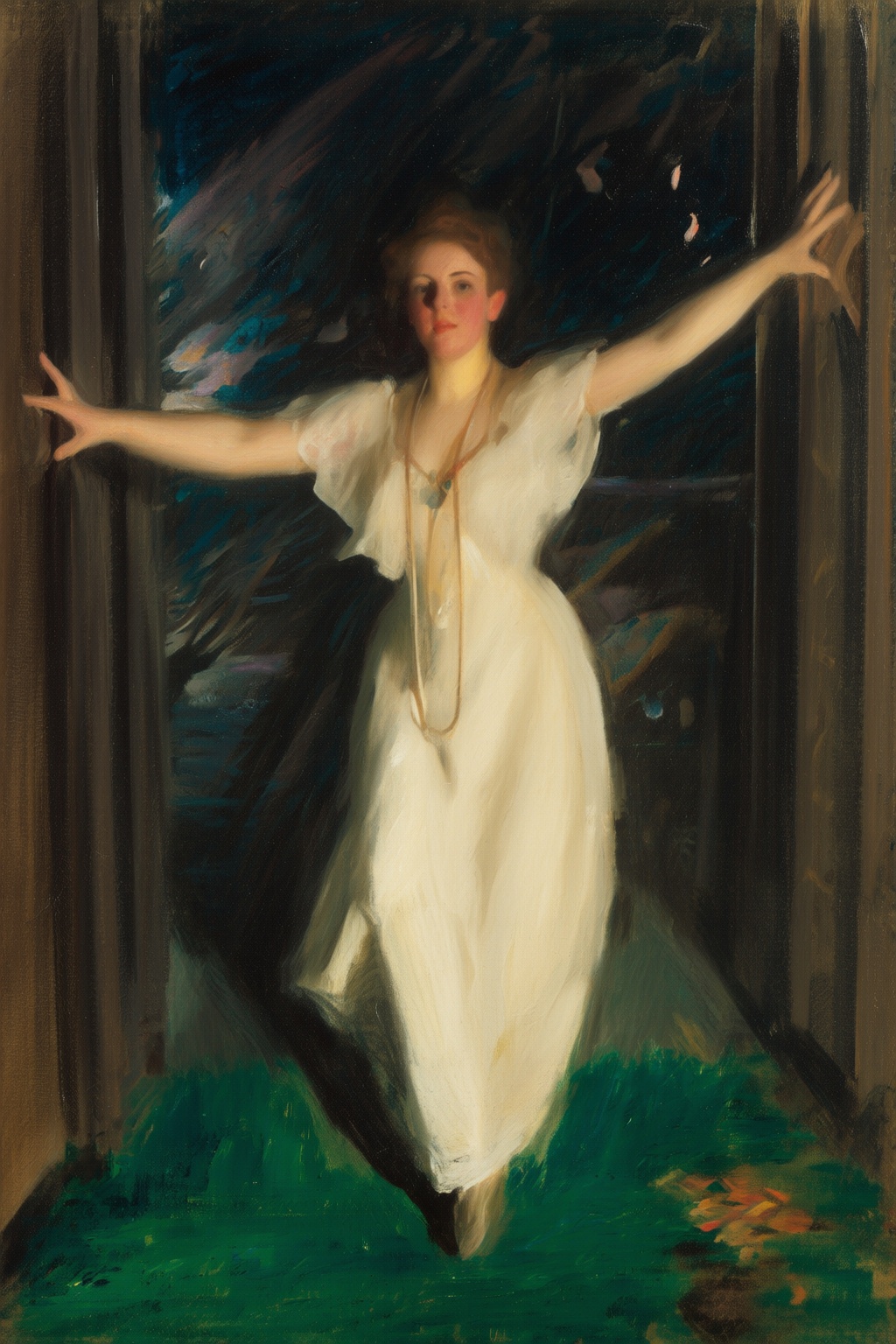 anderszorn2q painting. A woman stands in a doorway,  bathed in soft,  warm sunlight on Tensor.Art