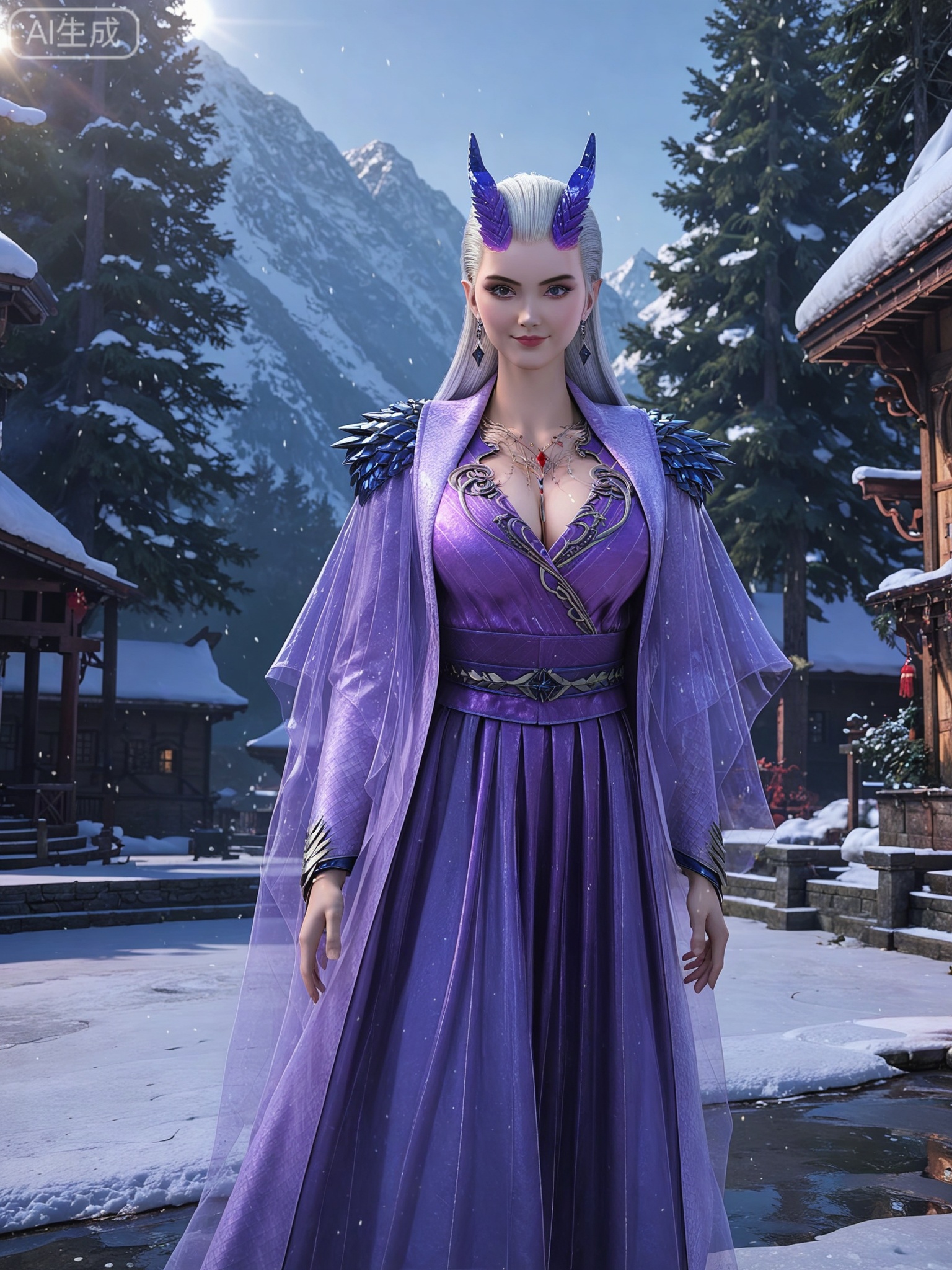 score_9,score_8_up,score_7_up,masterpiece,(best quality),(intricate details:0.9) BREAK (intricate details:0.9),(realistic skin:1.2),masterpiece,best quality,newest,absurdres,hiahres,1girl,jewelry,hair ornament,dress,necklace,lips,eyeshadow,bracelet,tassel,(8k ultra-clear, pony style),photo pose 0.6, micro-expression: soft smile 0.3, half-body + medium shot 0.7,1girl,looking_at_viewer,1boy,white hair,realistic,photorealistic,Vivid Colors,bright environment,shiny skin,shiny hairjewelry,detail eyes,Eyes highlights,glowing,sunshine,bright,reflection,bright,sunshine on face,shiny,shinny,petite,thin,leg slimming,lose weight,slim hips,lakeside,delicate water,reflection,(full body:0.8)sitting_down,eyelashes,snow,Winter,Snowy landscape,Snow accumulation,Christmas tree,(huge breasts:1.1),