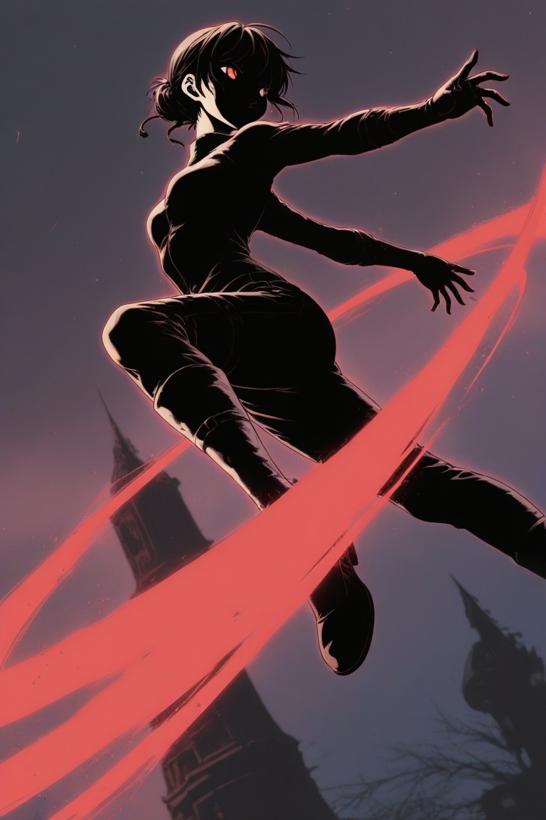 1girl,  silhouette,  dynamic pose on Tensor.Art