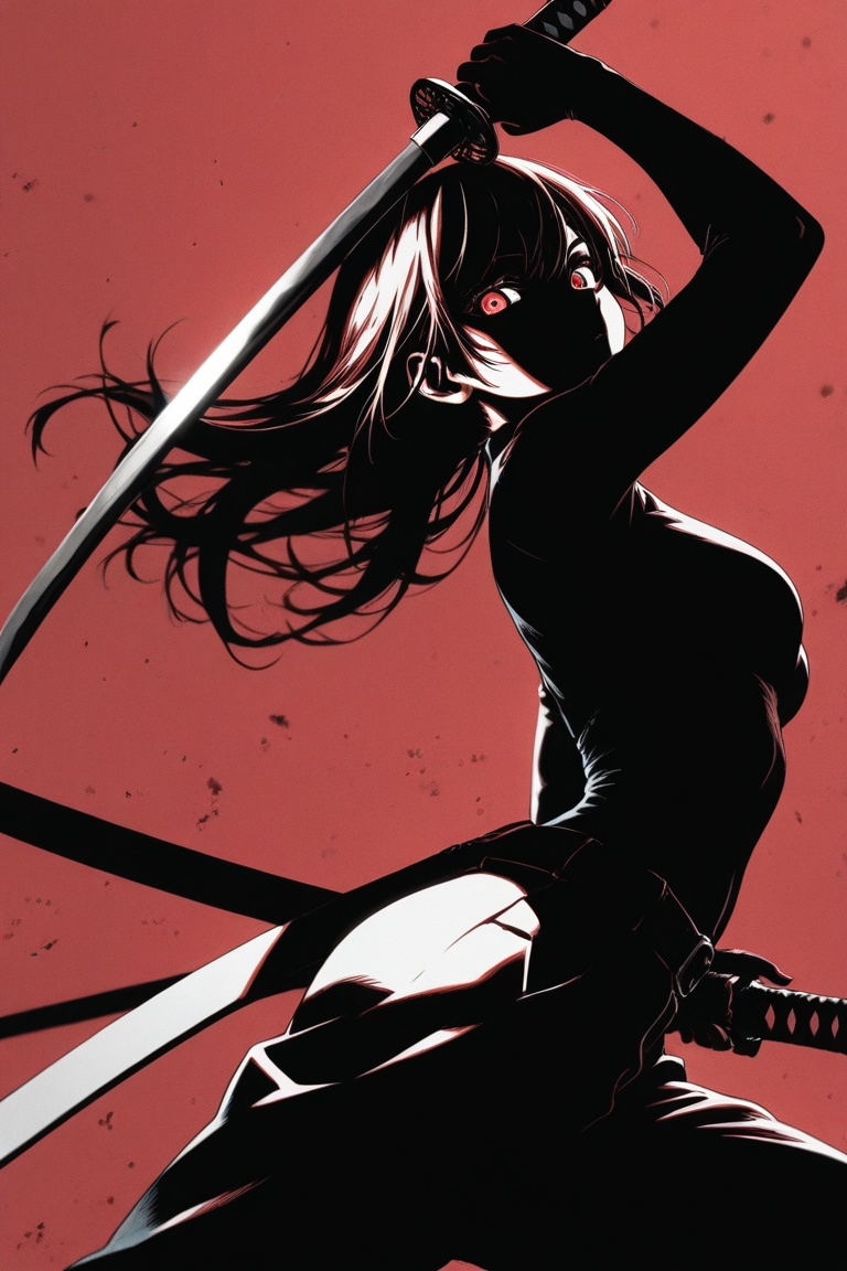 1girl,  silhouette,  dynamic pose on Tensor.Art
