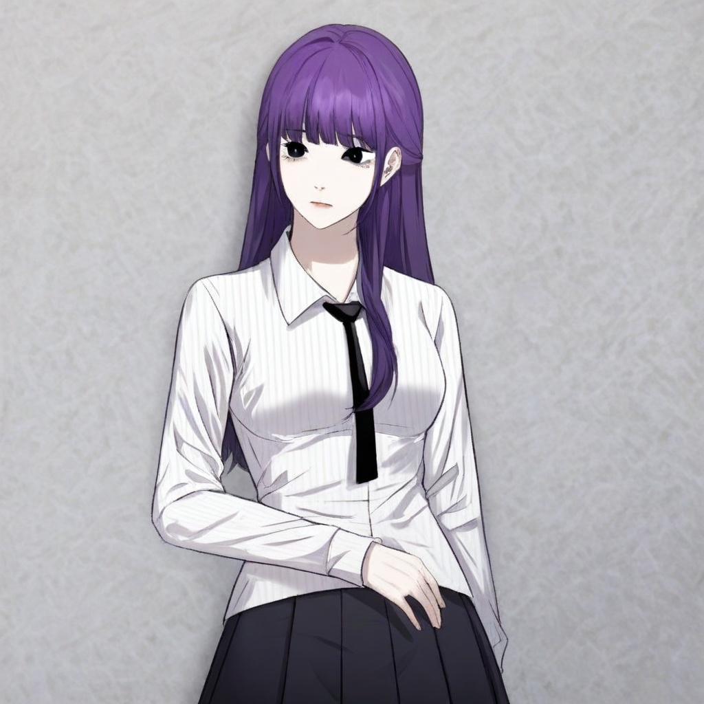 long hair,  bangs,  purple hair on Tensor.Art