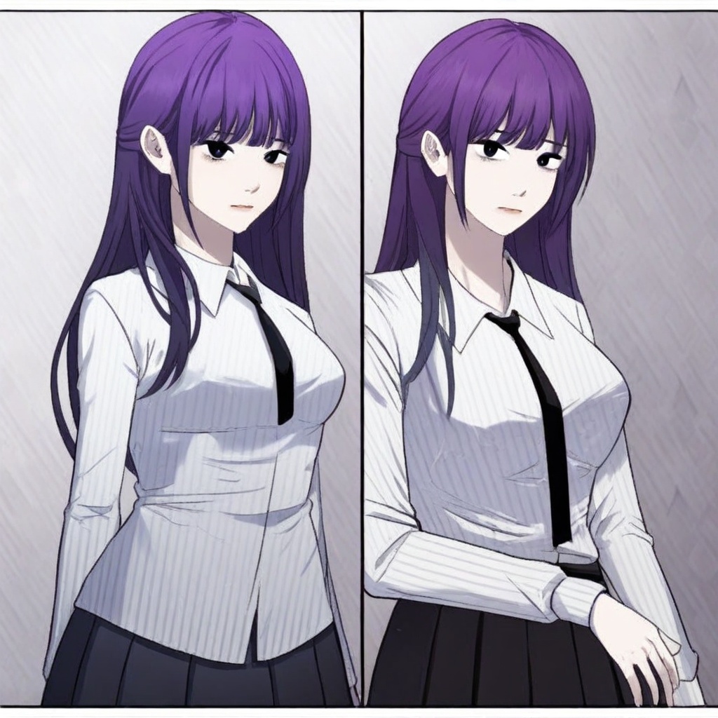 long hair,  bangs,  purple hair on Tensor.Art