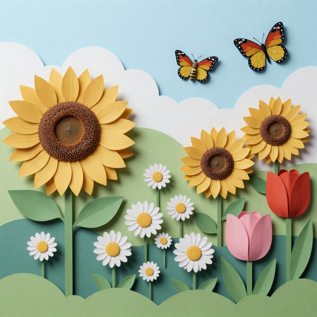 Nature flowers landscape,  the sunflower,  daisy on Tensor.Art