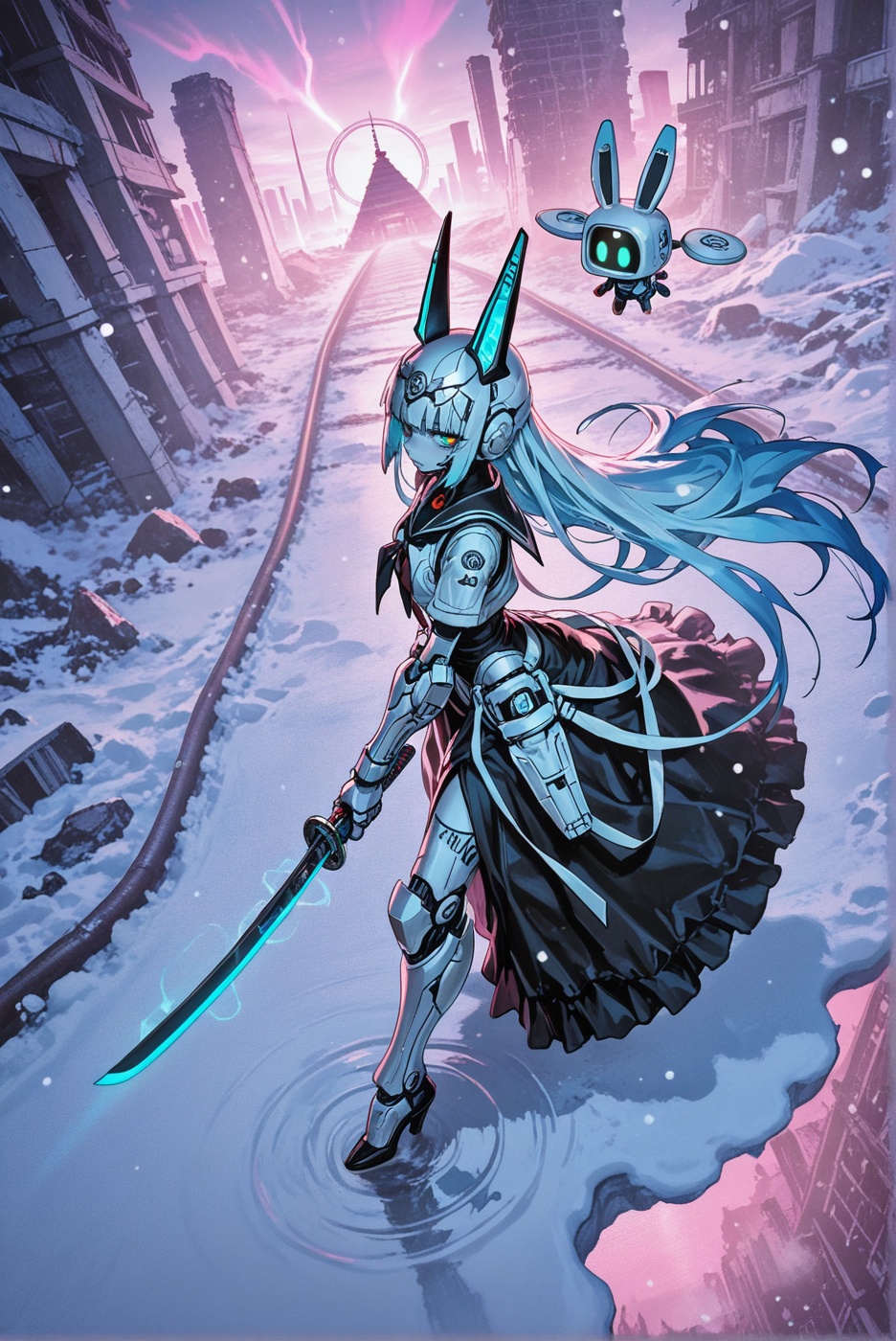 A masterpiece,  best-quality,  ultra-detailed surreal sci-fi–fantasy illustration blending SCI-FI × Ancient Egypt × Railwa...