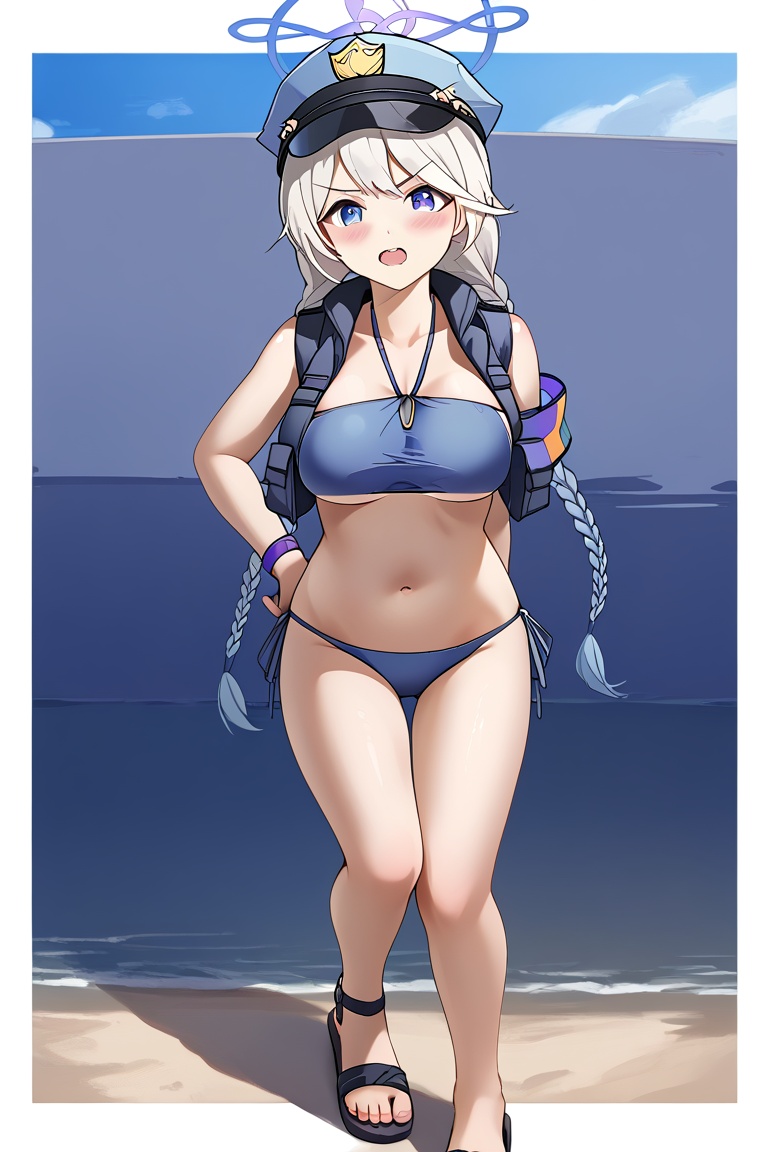 kirino \(swimsuit\) \(blue archive\),  sandals,  police hat on Tensor.Art