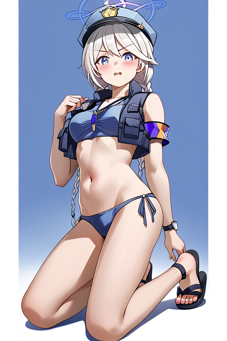 kirino \(swimsuit\) \(blue archive\),  sandals,  police hat on Tensor.Art