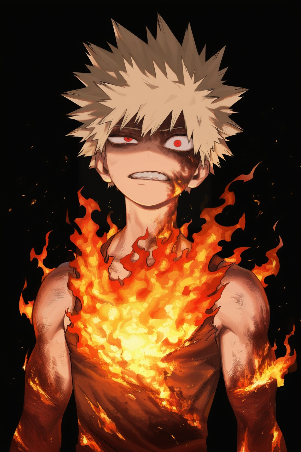 1boy,  bakugou_katsuki,  black background on Tensor.Art