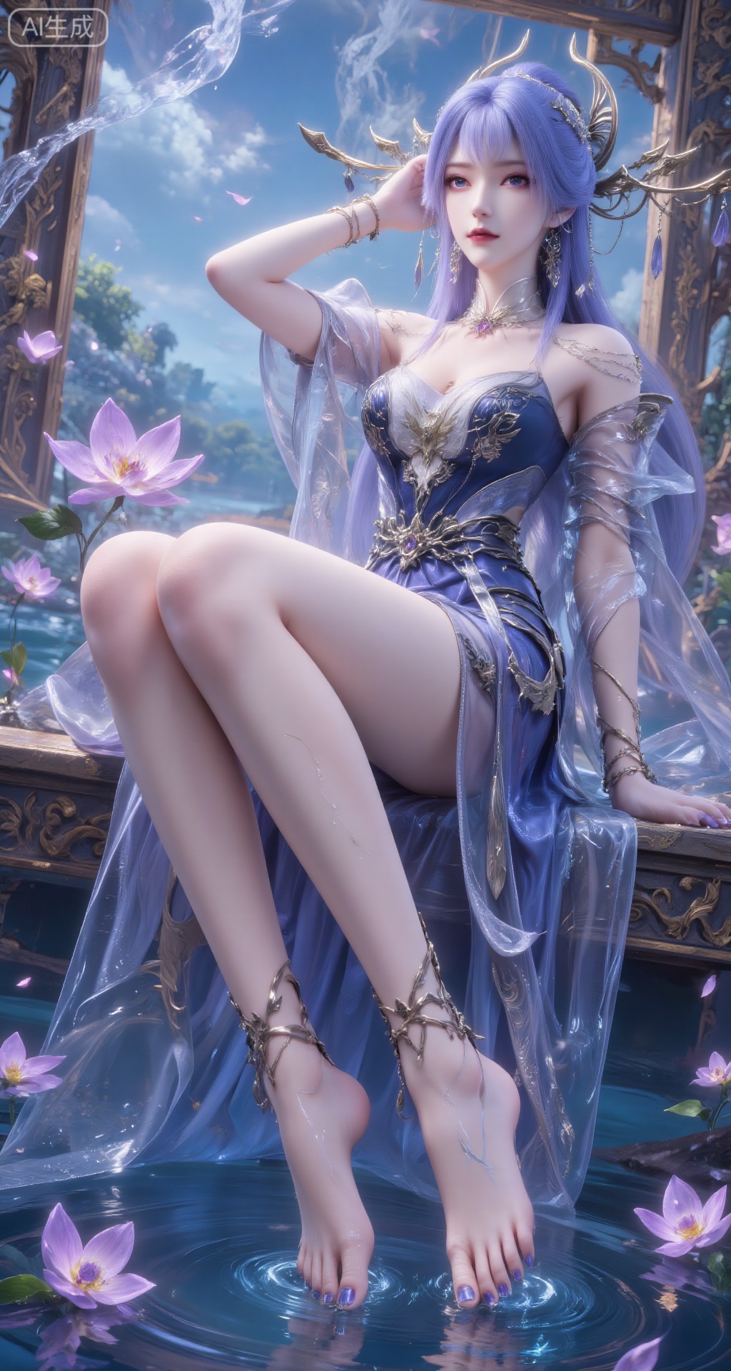 1girl,  solo,  blue hair by 天运子 on Tensor.Art