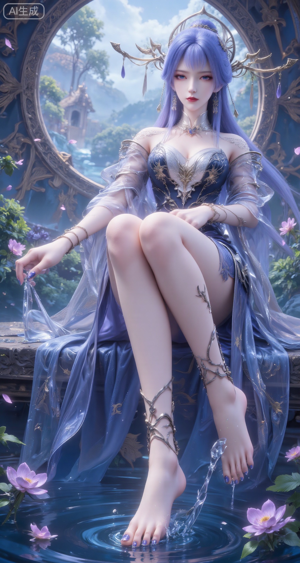 1girl,  solo,  blue hair by 天运子 on Tensor.Art