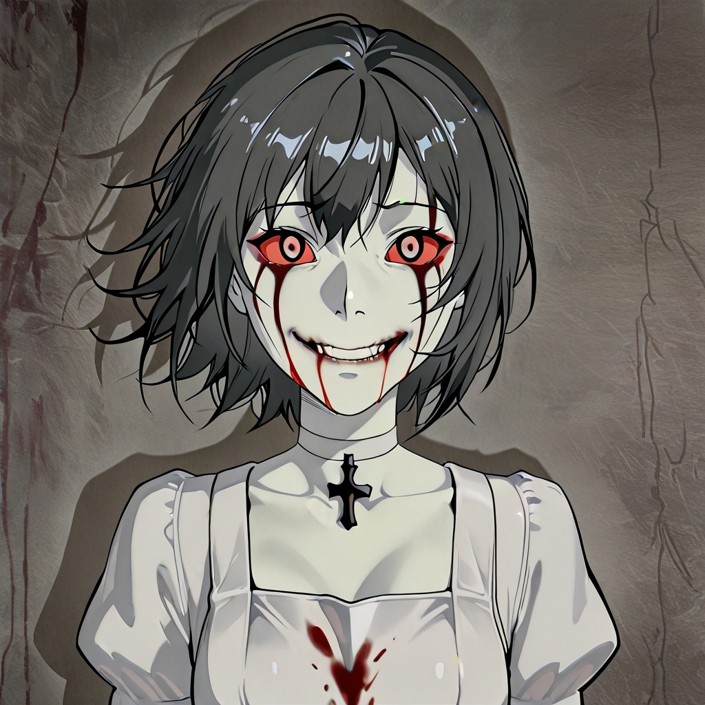 (Isekaium_creepysmile):1.2,  solo,  fear_in_eyes on Tensor.Art