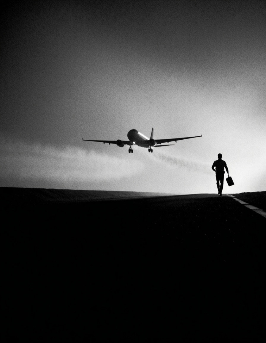 ehnoir3,  man chased by an airplane,  arizon road on Tensor.Art