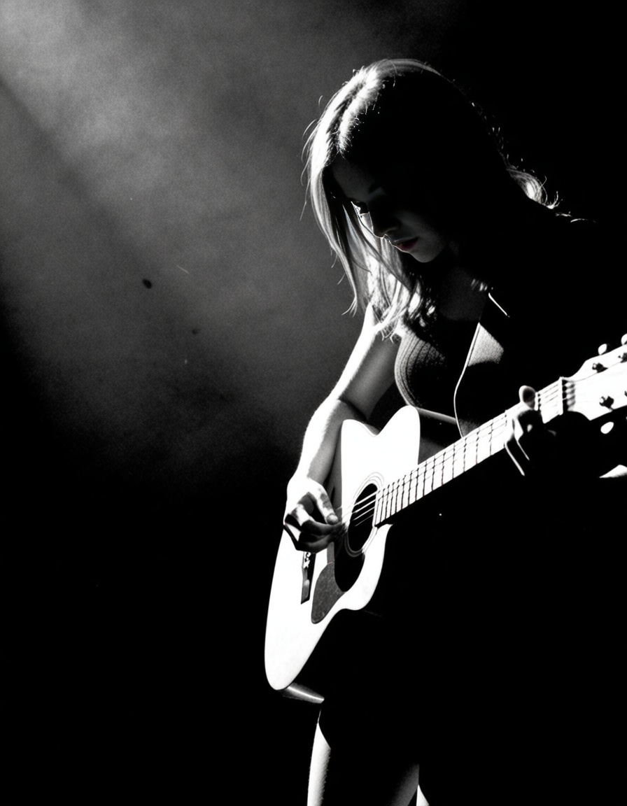 ehnoir3,  girl playing guitar on a decadent theatre on Tensor.Art