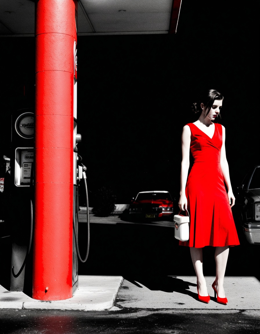 ehnoir3,  cadillac,  gas station on Tensor.Art