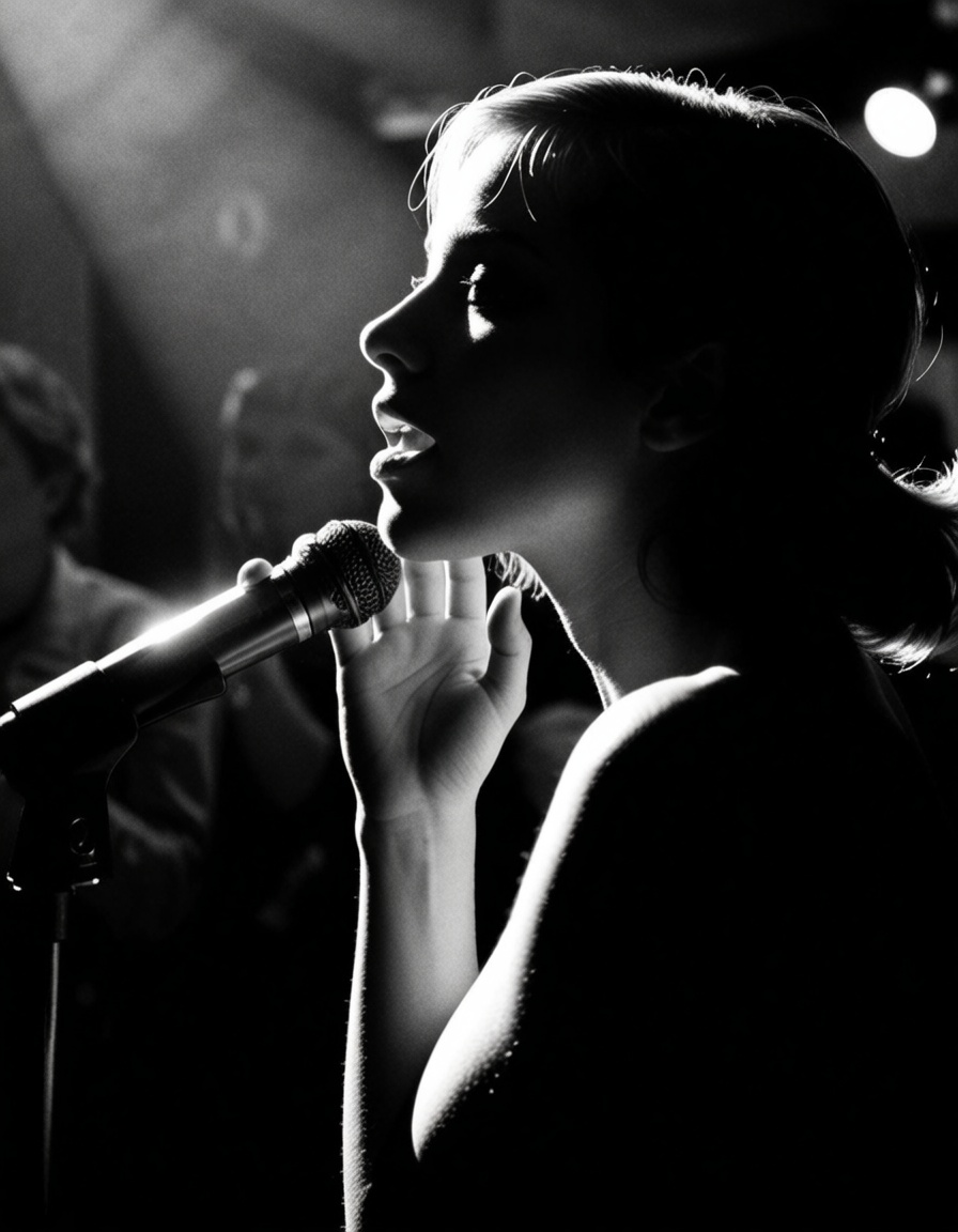 ehnoir,  girl singing in a jazz club, on Tensor.Art