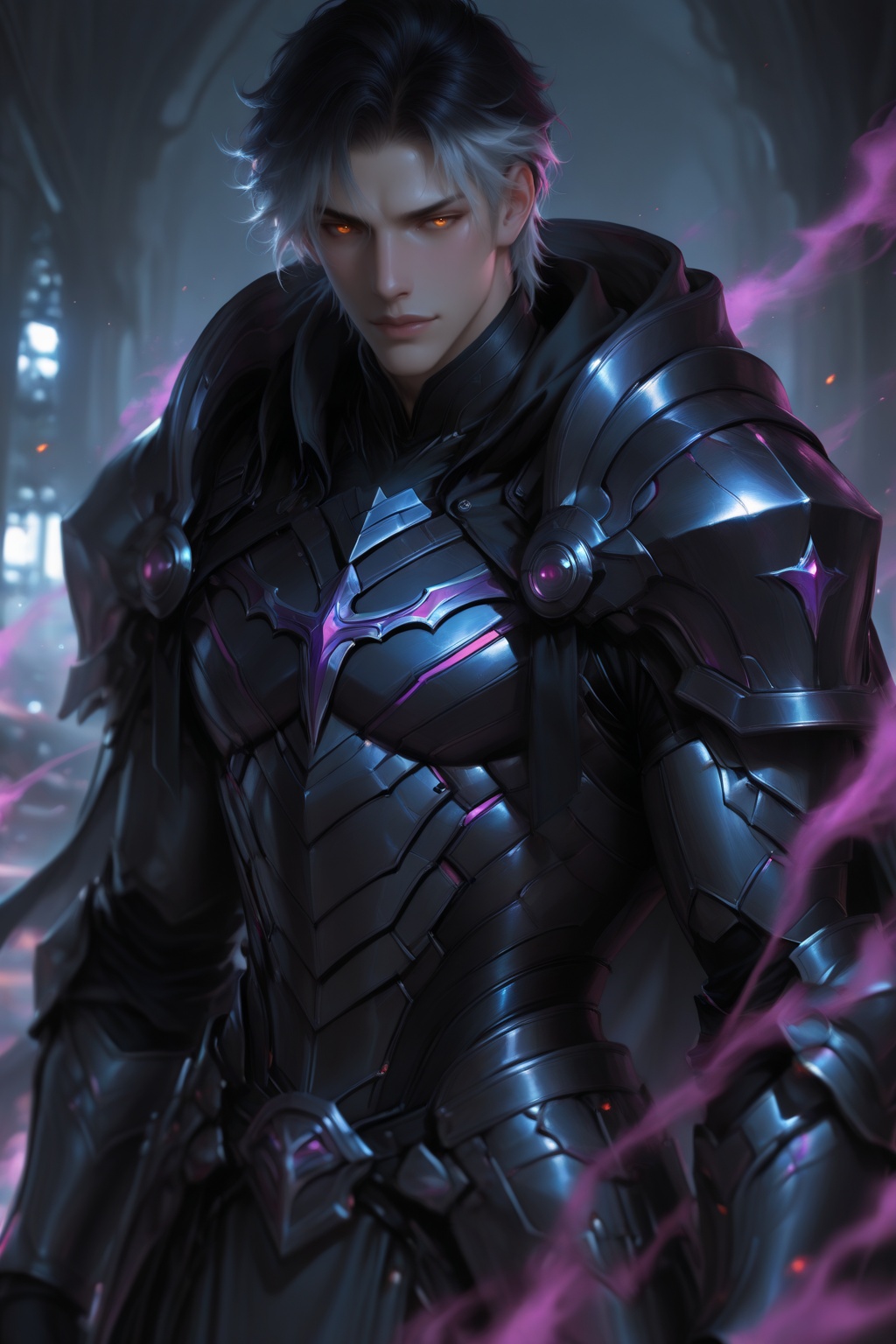 ........... ,  shadow general,  black hair with silver streaks on Tensor.Art