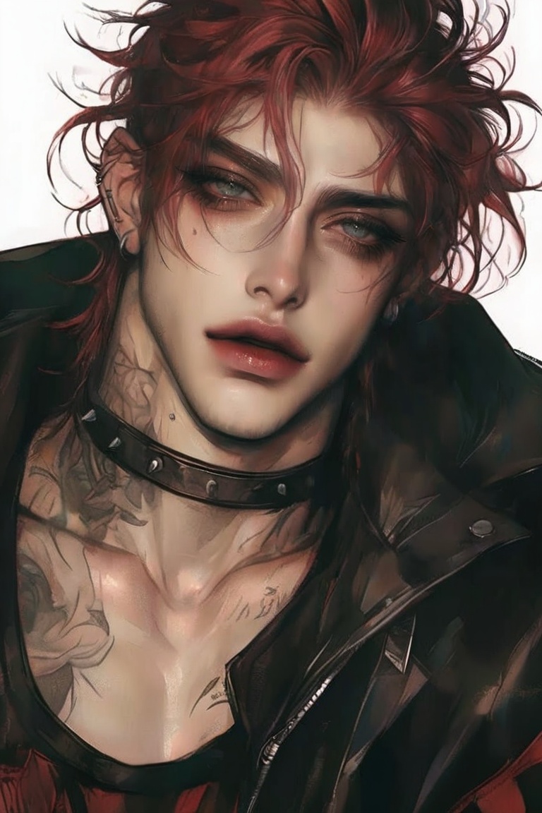 1,  male focus,  red messy hair on Tensor.Art