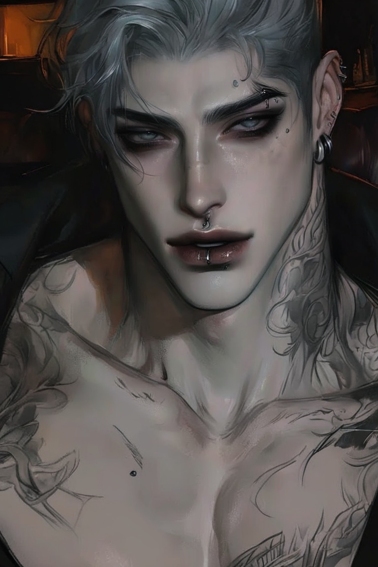1male,  solo,  lip piercing on Tensor.Art
