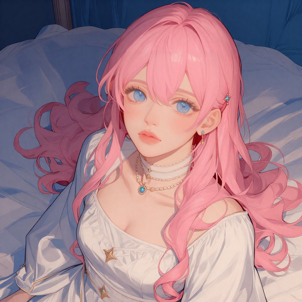 1girl,  pink hair,  blue eyes on Tensor.Art