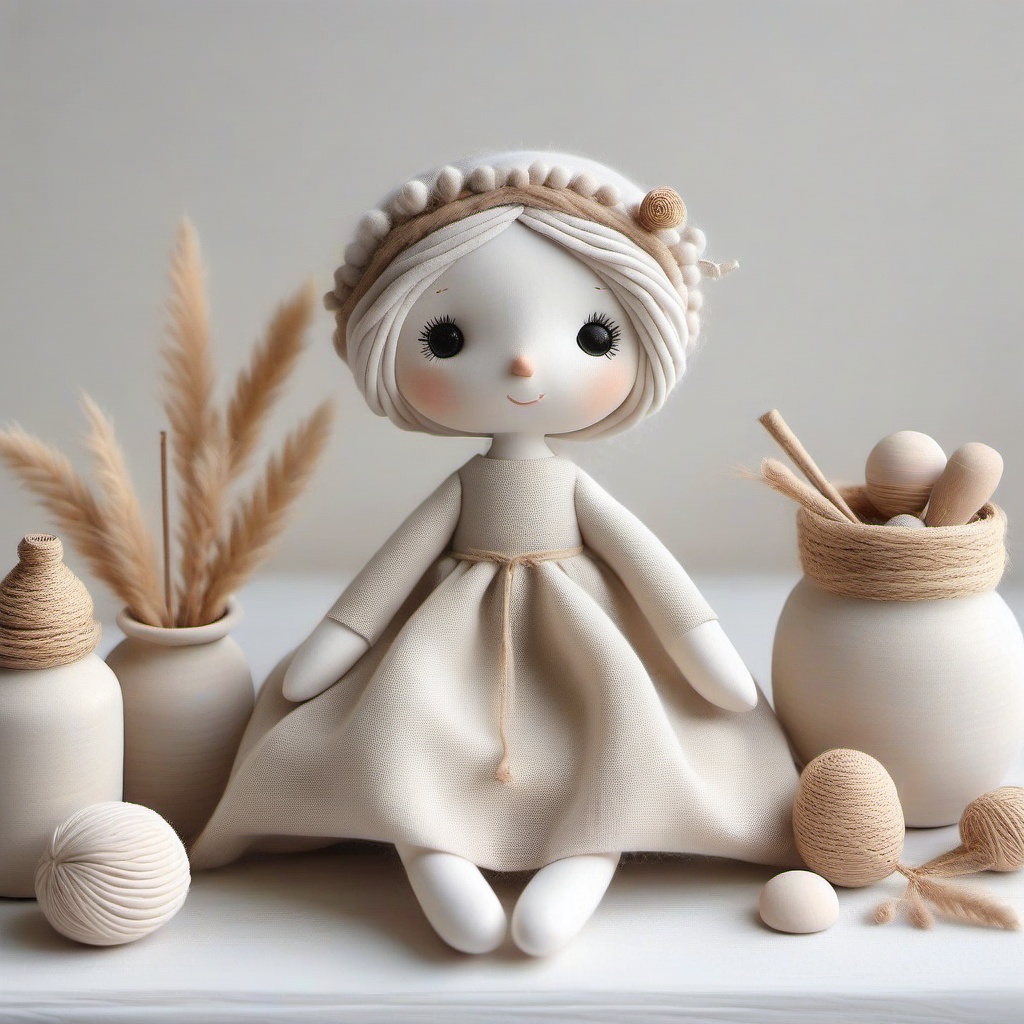 A doll girl under soft studio lighting,  whimsyclaydoll style,  handcrafted clay texture on Tensor.Art