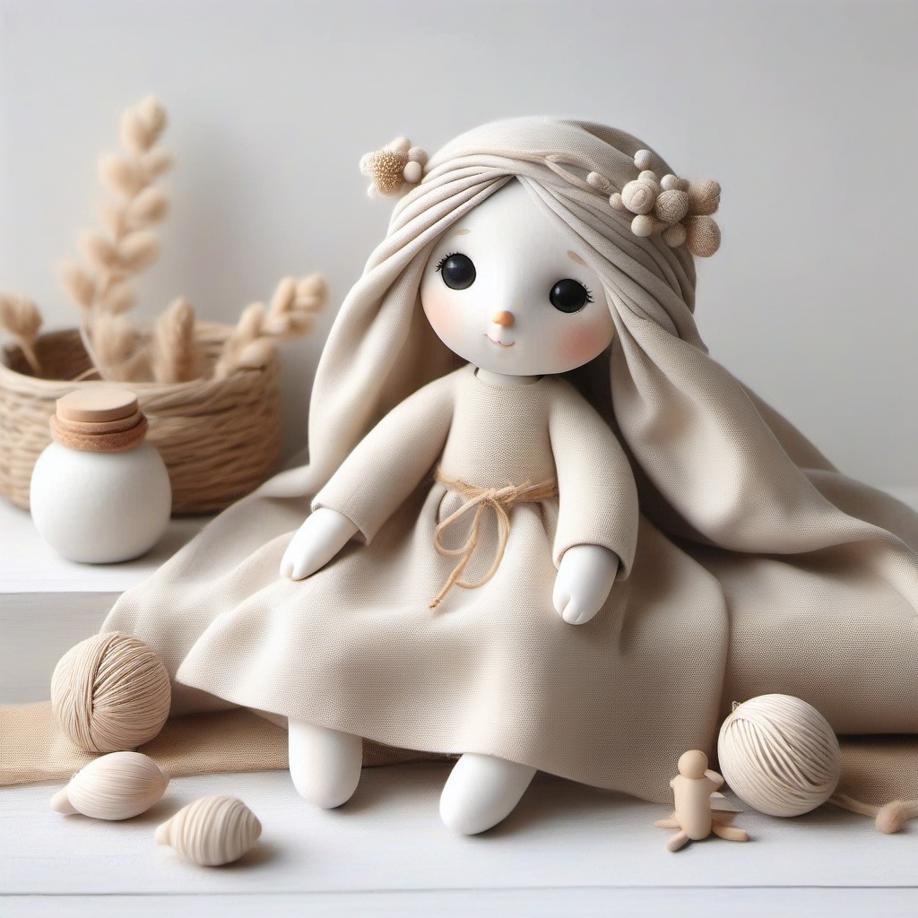 A doll girl under soft studio lighting,  whimsyclaydoll style,  handcrafted clay texture on Tensor.Art