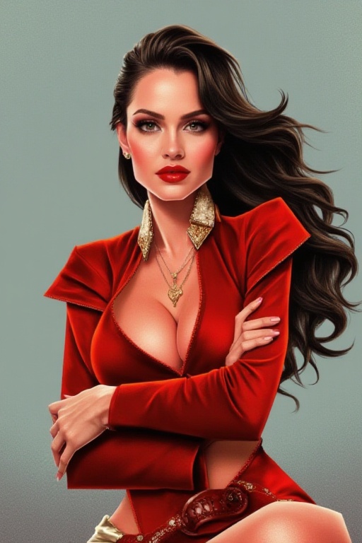 stylized depiction of a Angelina Jolie. The image has a modern and artistic feel,  theme with a contemporary aesthetic. on...