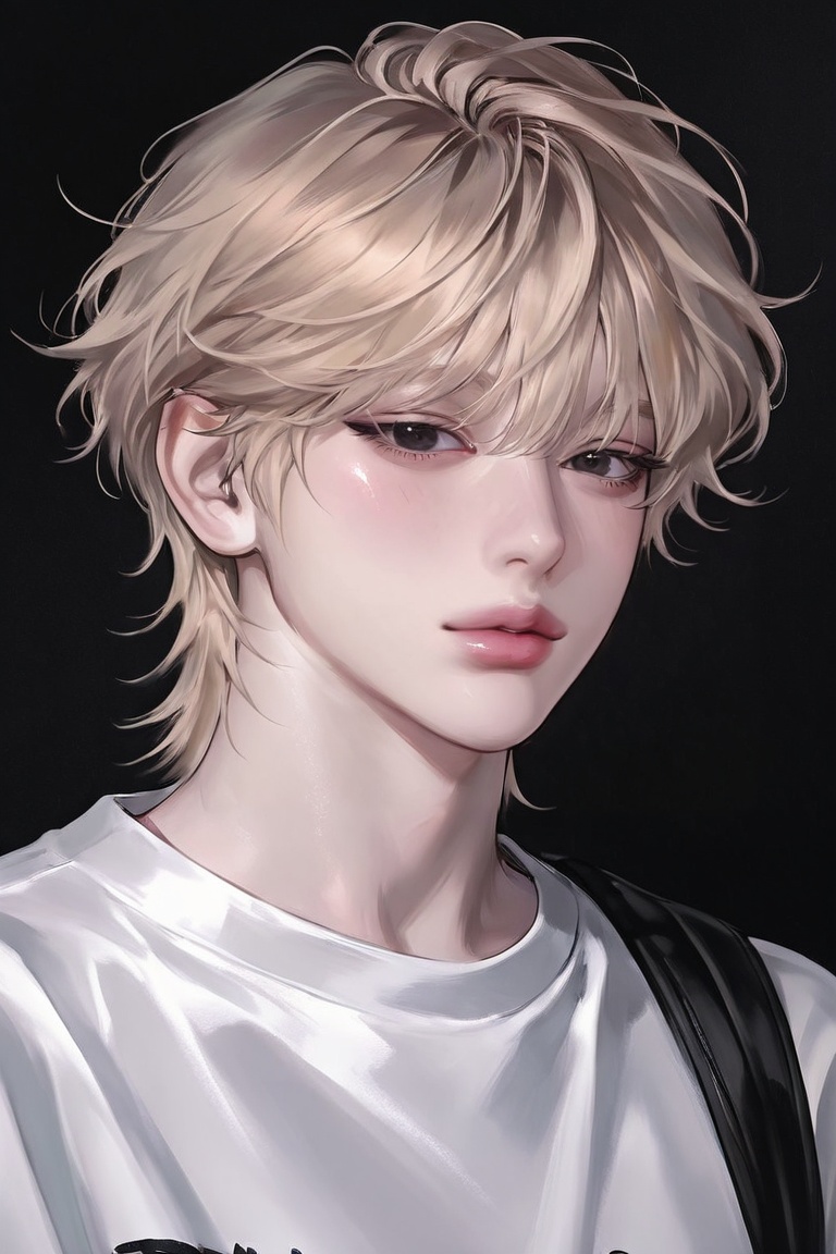 1boy,  solo,  long messy wolf cut hair on Tensor.Art