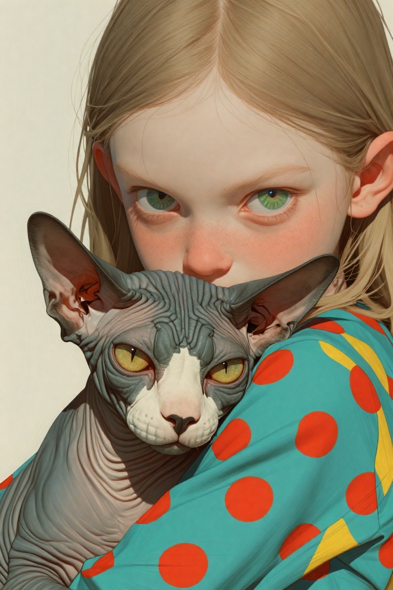 A surreal close-up portrait of a young girl with large,  glassy green eyes,  heavy freckles on Tensor.Art