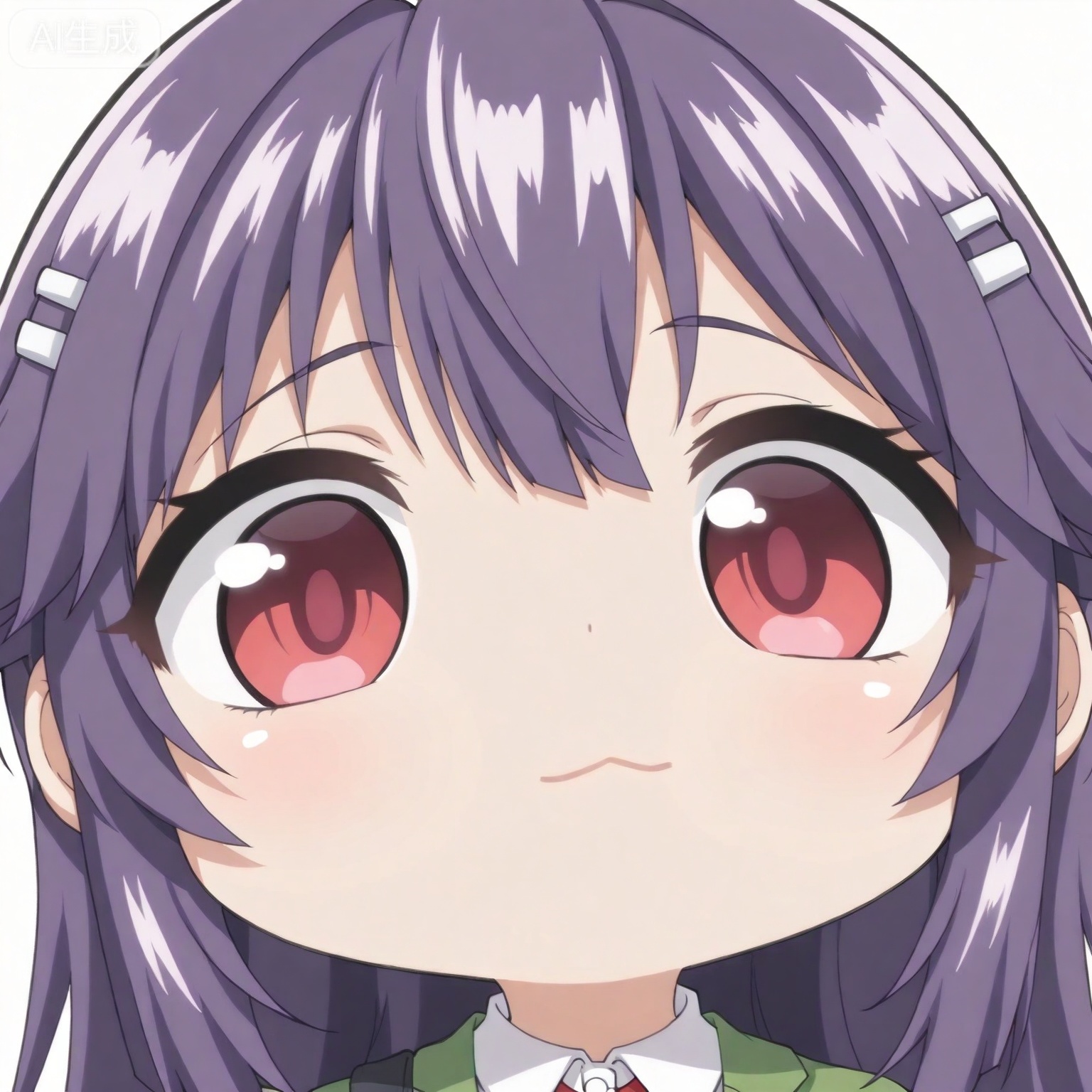 ((masterpiece)), ((best quality)), 8k, high detailed, ultra-detailed,
zhubidatou, 1girl, solo, red eyes,purple hair,:<>, portrait, looking at viewer, transparent background, chibi, long hair, closed mouth,
qianhejian