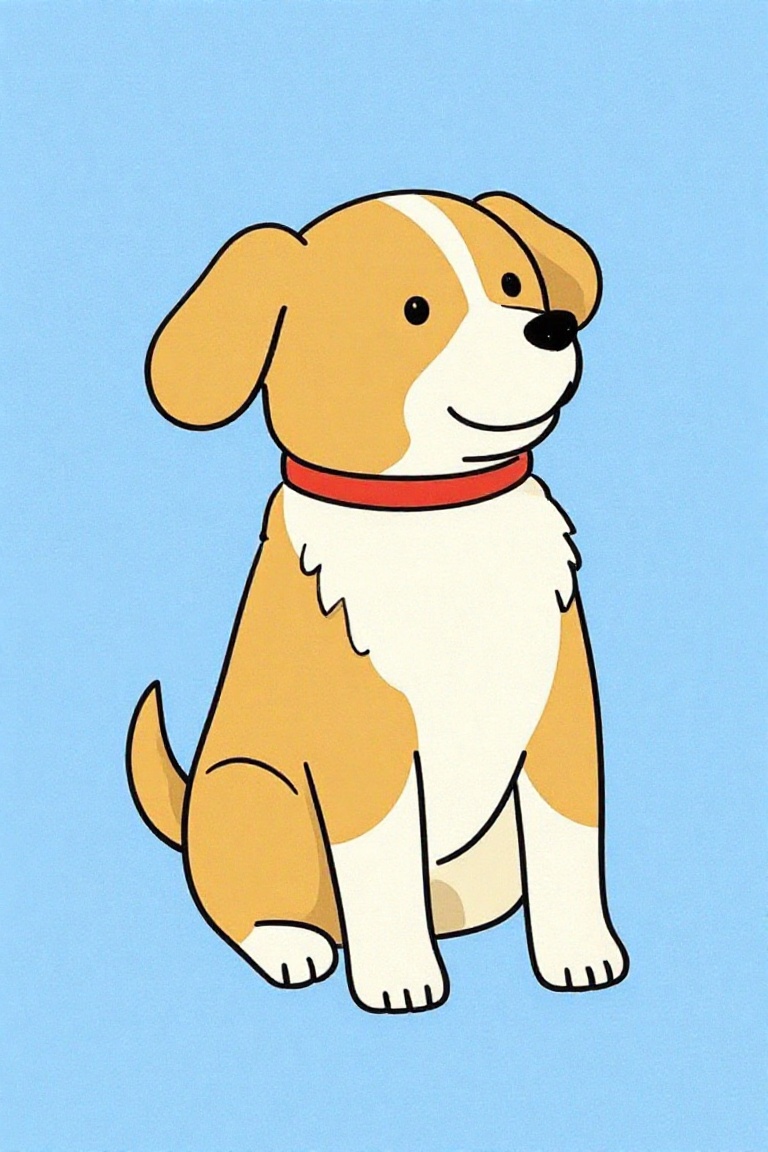 Flat Illustration Easy Tone,  1dog on Tensor.Art