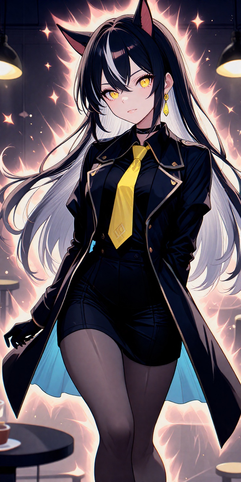 black hair,  pleated skirt,  multicolored hair on Tensor.Art