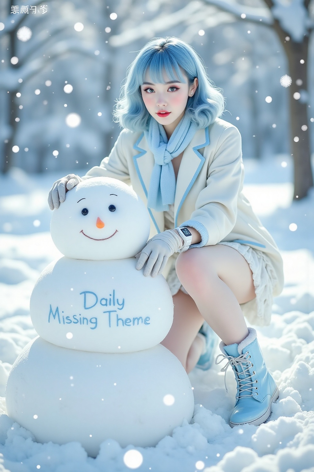 Top quality. Inspiration: Daily theme,  Missing,  Snow. Visuals: Close-up: A girl with neat on Tensor.Art