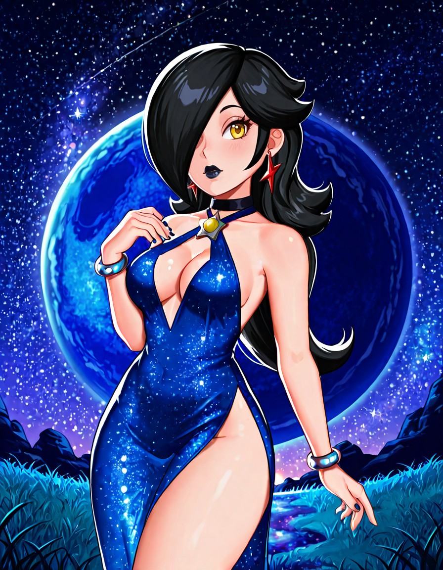 G-R0s4L1N4,  black hair,  yellow eyes on Tensor.Art