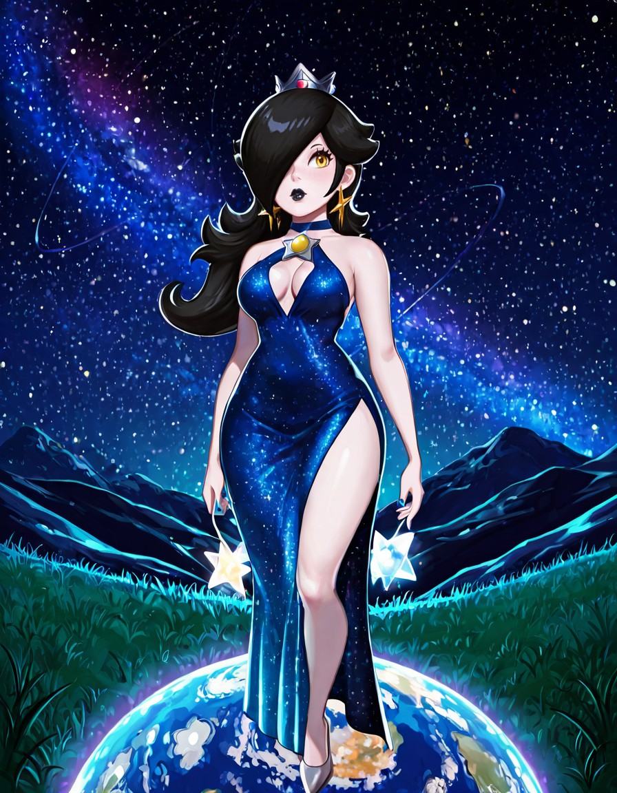 G-R0s4L1N4,  rosalina,  black hair on Tensor.Art