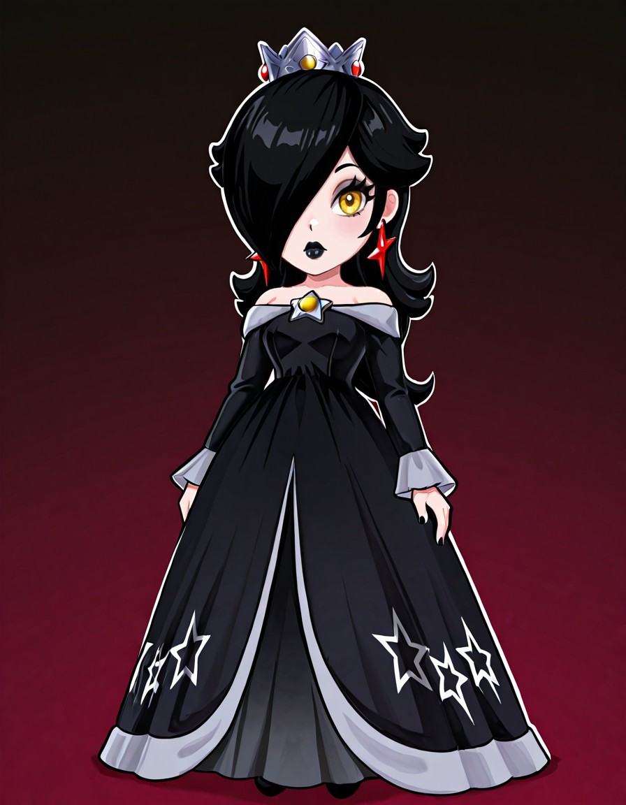 G-R0s4L1N4,  black hair,  yellow eyes on Tensor.Art