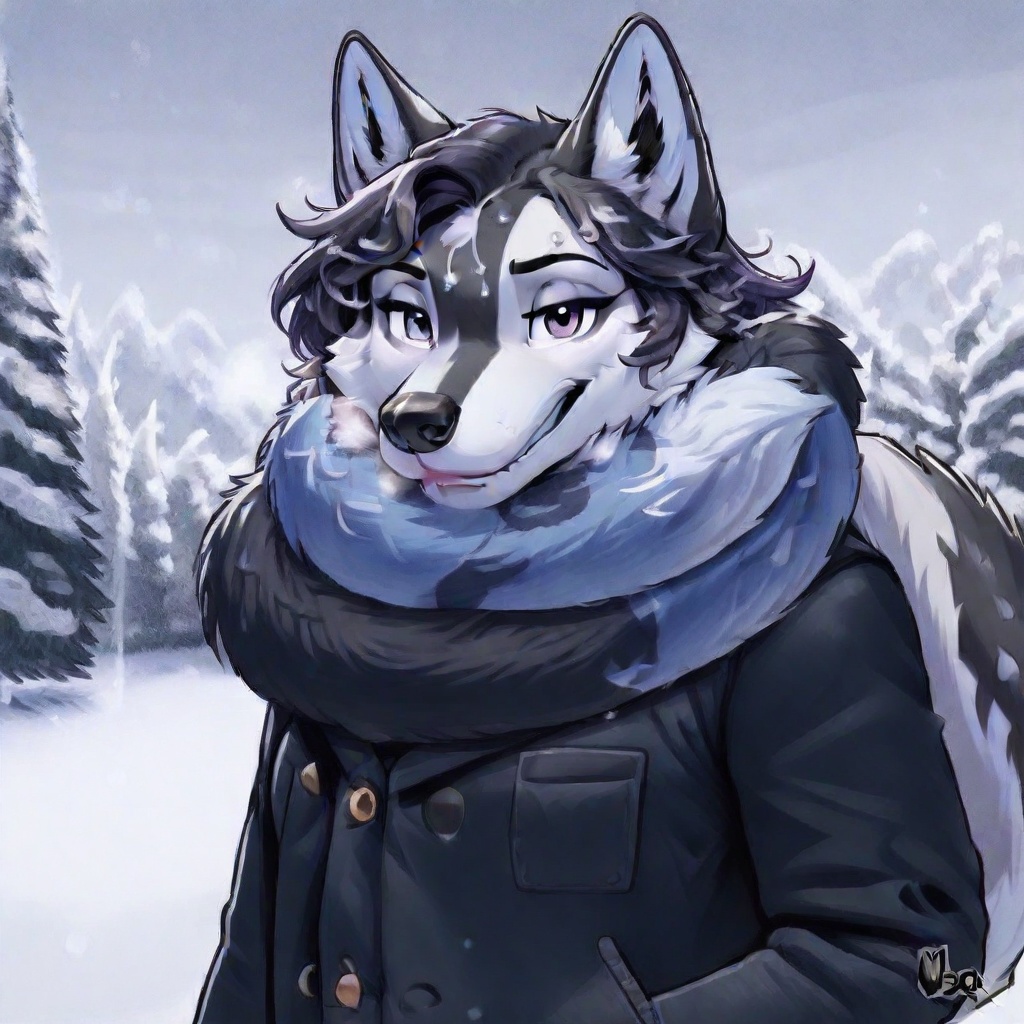 Tail used as scarf,  tail around neck,  solo on Tensor.Art
