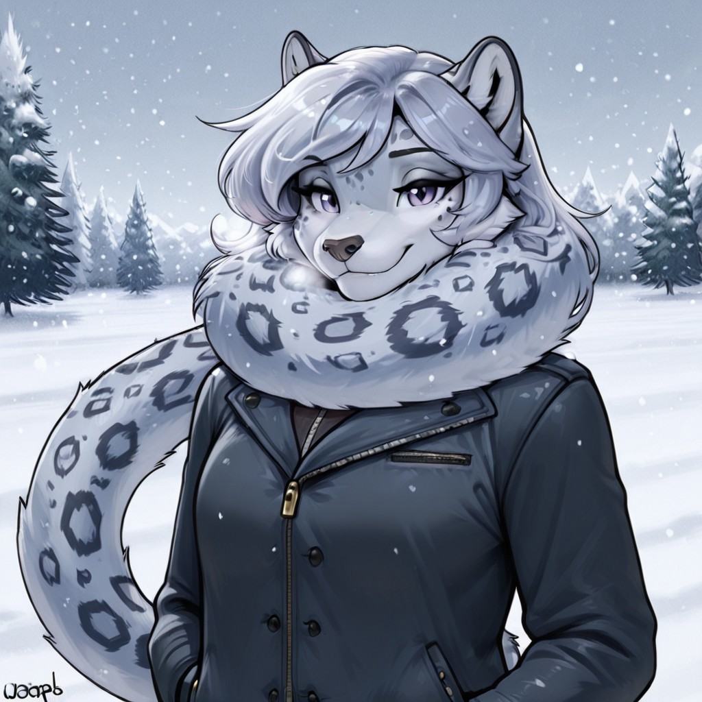 Tail used as scarf,  tail around neck,  solo on Tensor.Art