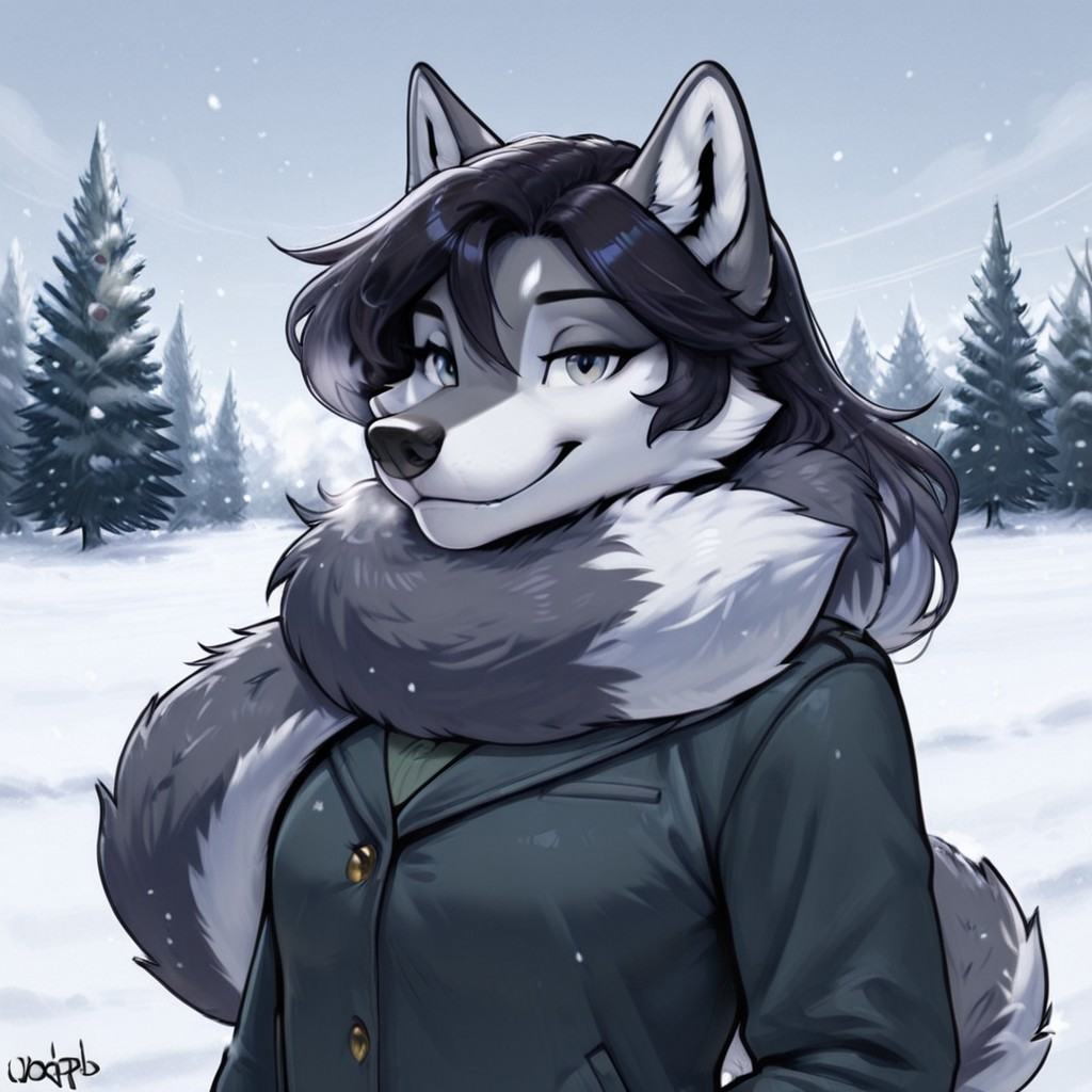 Tail used as scarf,  tail around neck,  solo on Tensor.Art