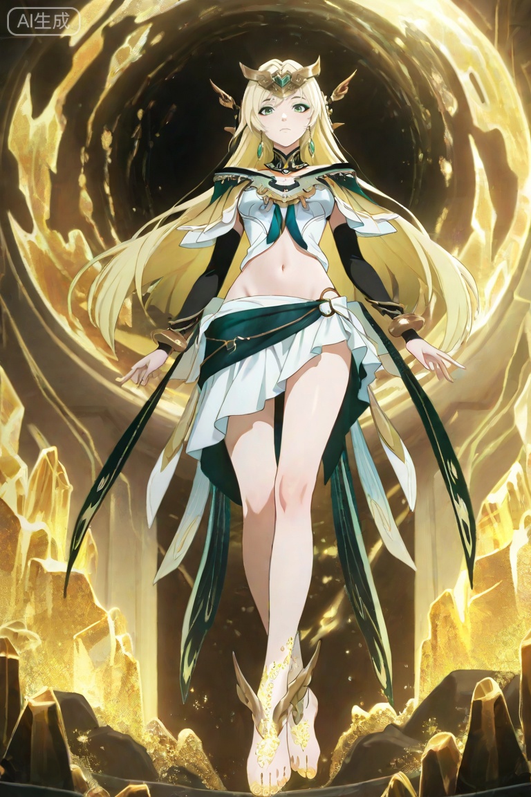 anime screencap,anime coloring,masterpiece,best quality,very aesthetic,amazing quality,best illumination,newest,perfect anatomy, ,looking at viewer,fmly ,xh,anime screencap,anime coloring, illustration,masterpiece,best quality,very aesthetic,amazing quality,
xh,1girl,solo,long hair,blonde hair,hair ornament,green eyes,eyeshadow,jewelry,earrings,breasts,detached collar,bare shoulders,dress,bracelet,navel,
groin,barefeet,midriff, skirt,foot decoration,crystal foot,