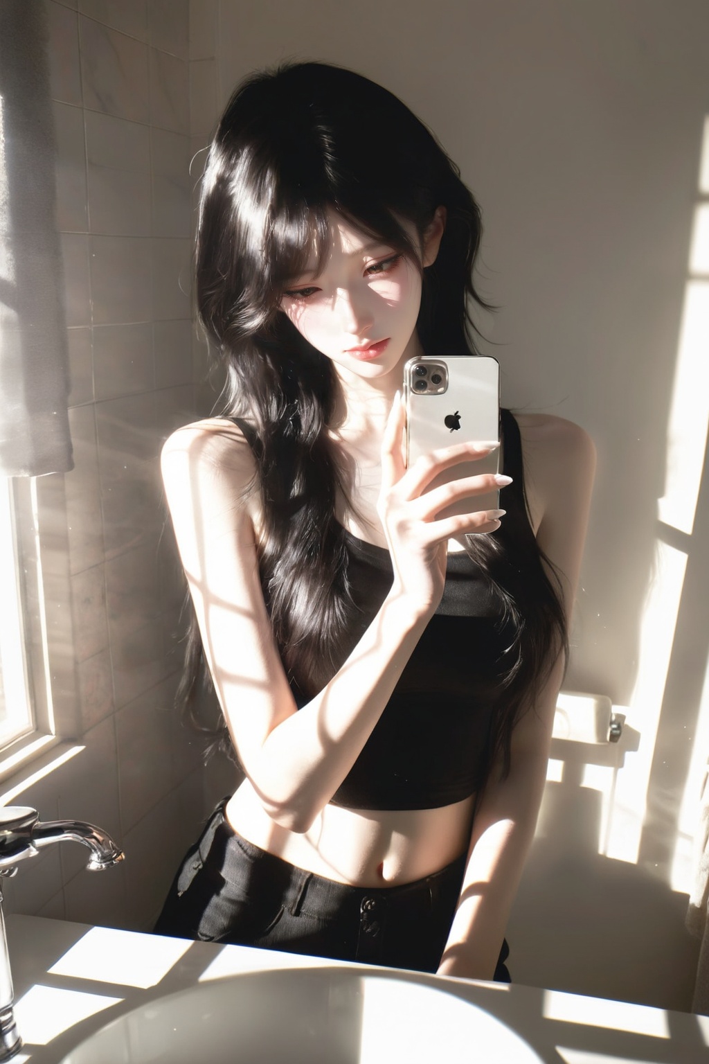 1 girl,  solo,  mirror selfie on Tensor.Art